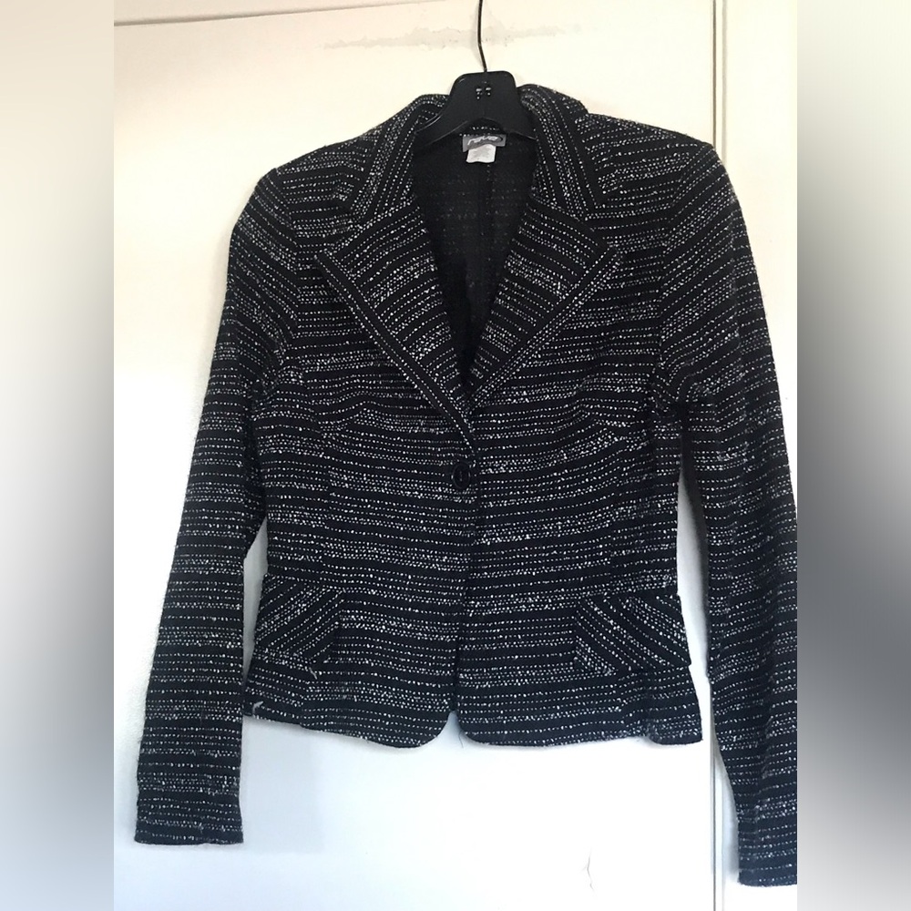 Rave MODA Women's Black and White Striped Jacket size 9